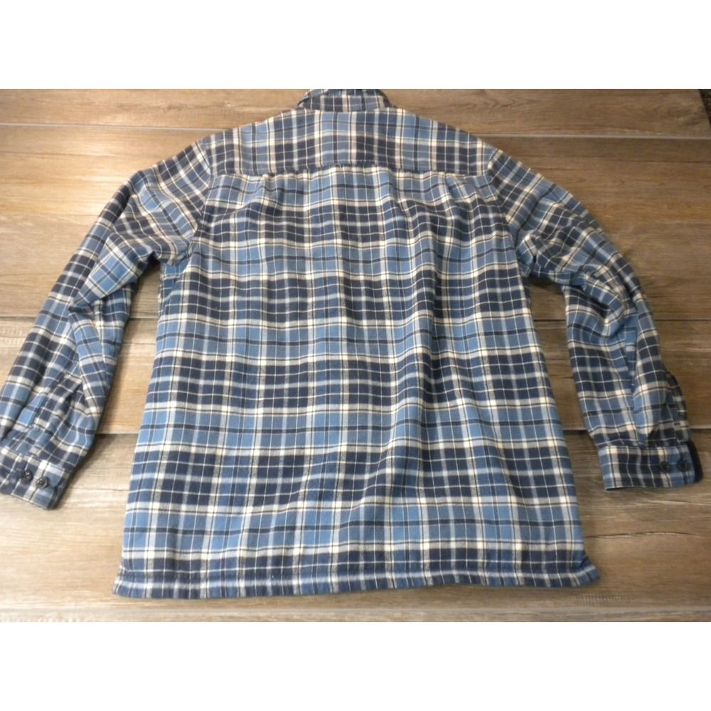 LL Bean Shirt Jacket Shacket Mens M Blue Plaid Flannel Fleece Lined Traditional - Picture 2 of 8